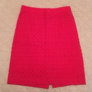 J.Crew Coral Eyelet Pencil Skirt