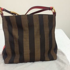 Fendi small tote with poppy trim