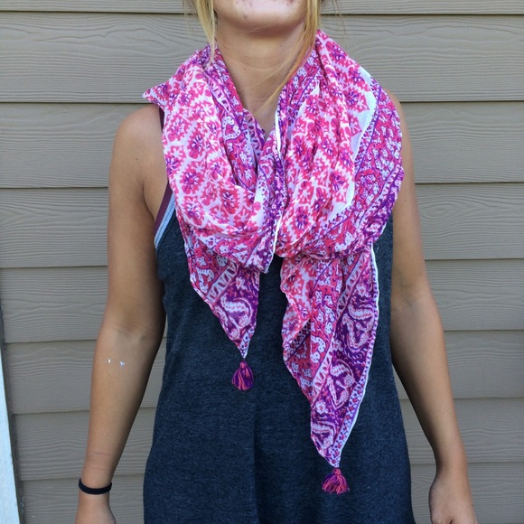 Pink and White Scarf