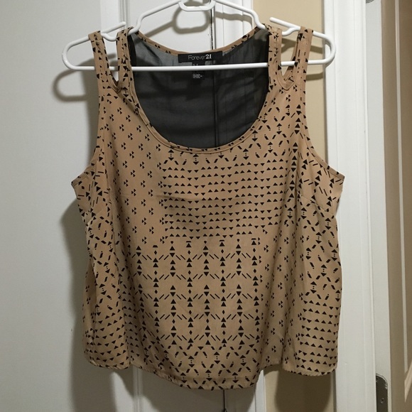 Tan and black tribal print top