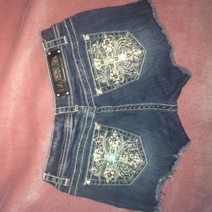 Gently worn LA Idol dark denim shorts