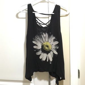 Black sunflower tank top