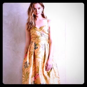 NWT Anthropologie James Coviello yellow midi dress