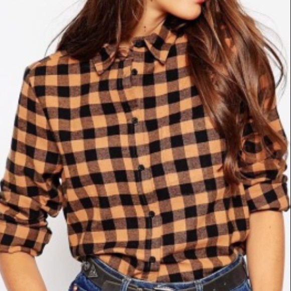 ASOS curve plaid long sleeve