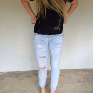 Ripped light denim jeans