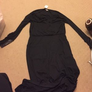 Long black dress with side slits