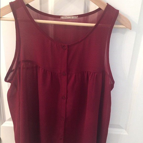 Wine Colored Button Down Blouse