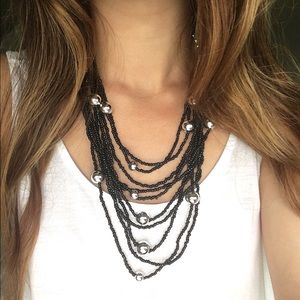 Layered Black Bead Necklace