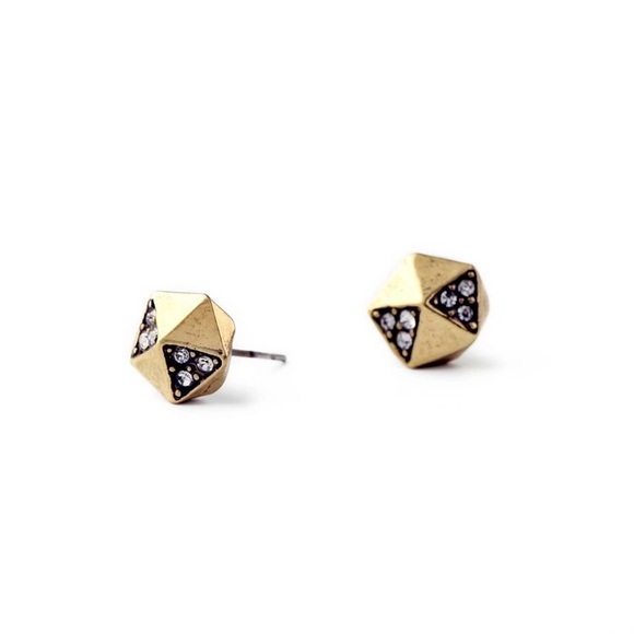 👍2xHost Pick👍Vintage gold octagon stud earrings