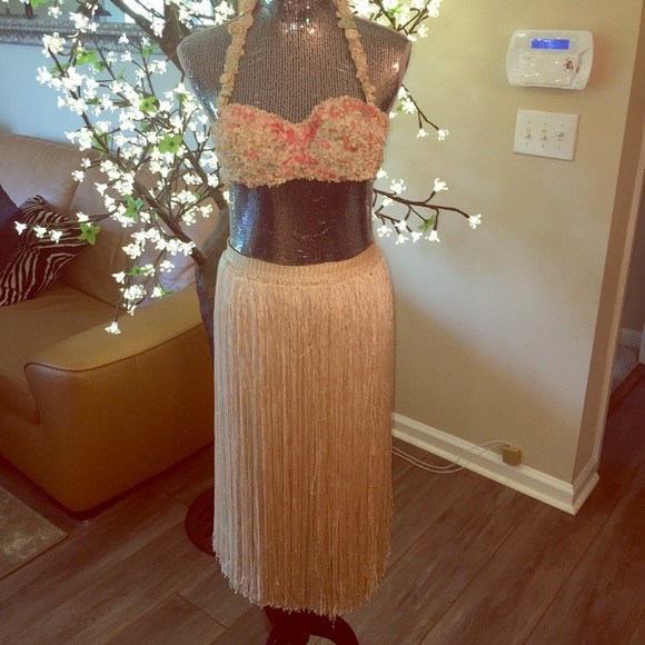 Antique Floral Bikini with Silk Skirt