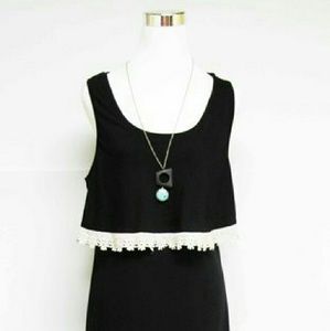 So Chic Extra Touch Black Maxi Dress with Crochet
