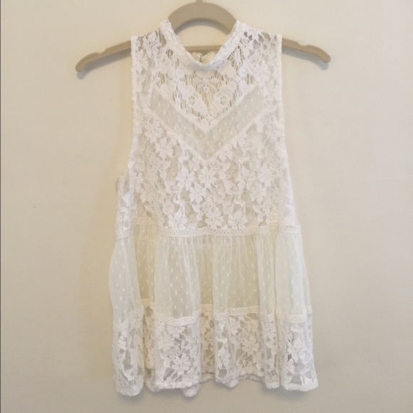 Free People Mixed Lace Top