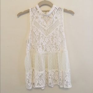 Free People Mixed Lace Top
