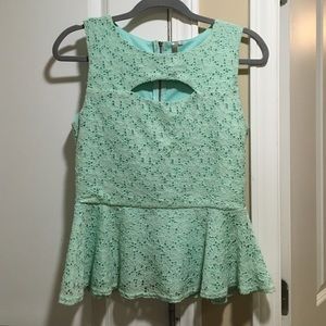 Mint peplum lace top
