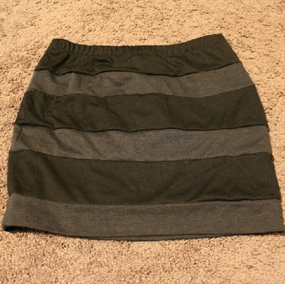 Black and Grey Textured Mini Skirt