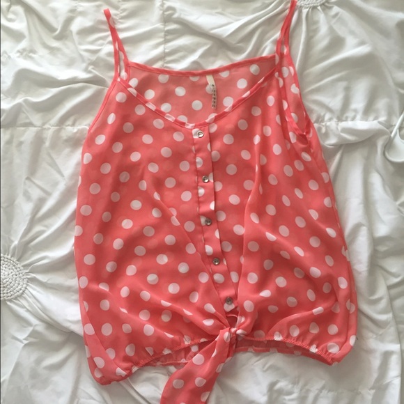 Sheer polka dot tank top