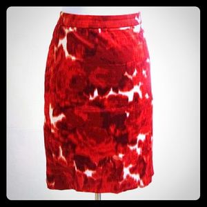 J. Crew Ikat Print Red & White Pencil Skirt sz 14