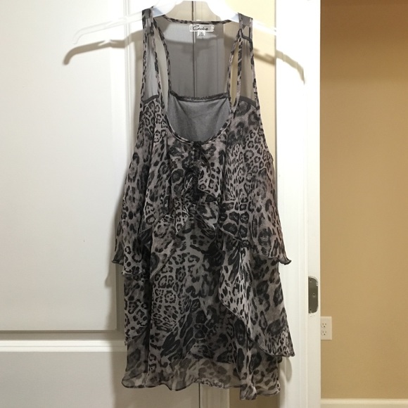 Gray leopard print blouse