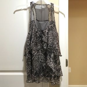 Gray leopard print blouse