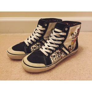 Black & White High-Top Vans • Size 7.5