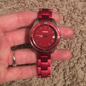 Red fossil watch