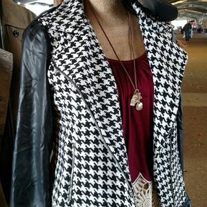 Houndstooth motorcycle jacket.