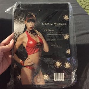 Sensual Mystique - Faux leather halter top & panty