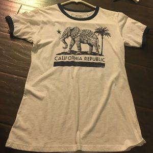 White California Republic Elephant Ringer Tee