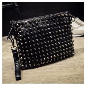 Cross body studded black purse