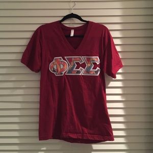 Phi Sig stitched letters shirt