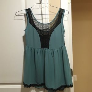 Black and blue sheer/lace blouse