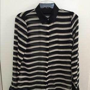 Ann Taylor striped silk blouse - 00