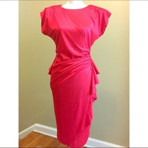 Vintage glam red dress w/glitter polka dots.