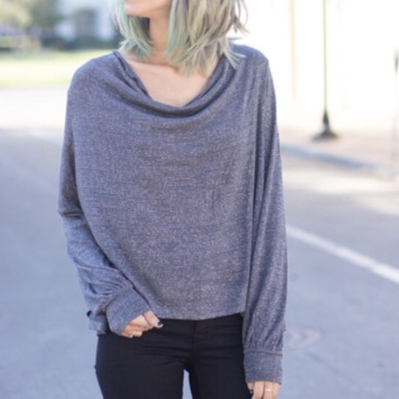 🎉flash sale🎉Free People metallic cowl neck top - Picture 2 of 4