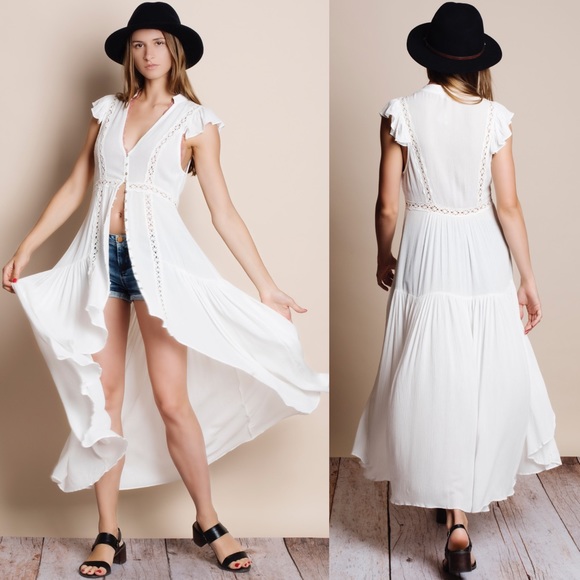 NBF ❤️ Flutter Sleeve Button Up Maxi Top / Dress - Picture 2 of 4