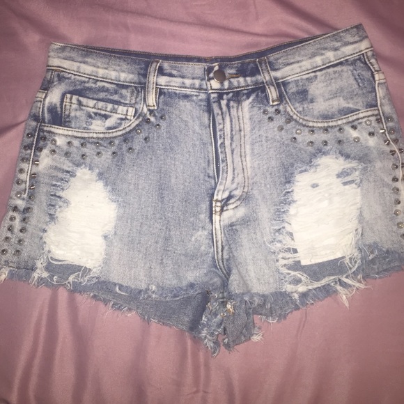High wasted studded shorts