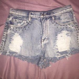 High wasted studded shorts