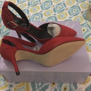 Red swede heels.