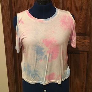 Tie Dye Open Shoulder Top