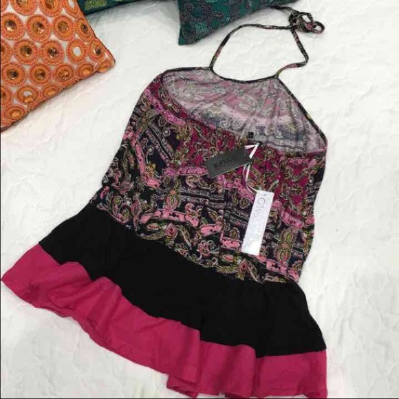 NWT BUFFALO David Bitton Drapey HALTER TOP S - Picture 3 of 4