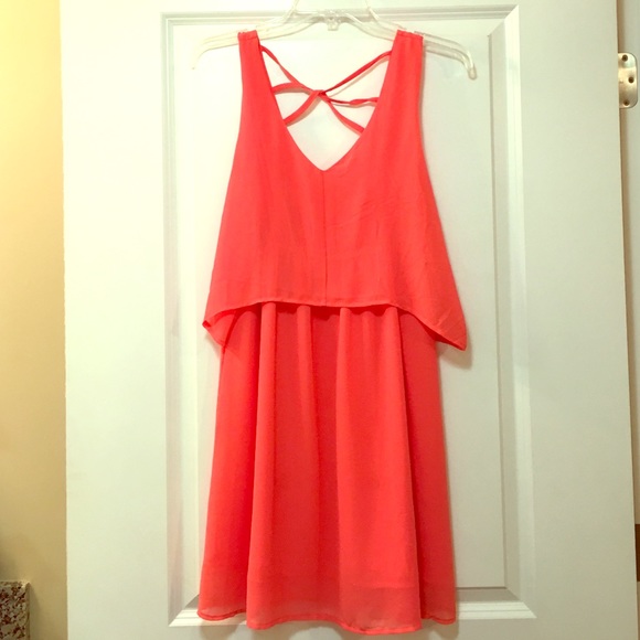 Coral polyester dress