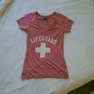 Red Lifeguard v neck tee