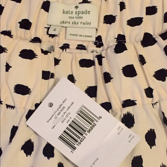 NWT Kate Spade leopard dot poplin skirt