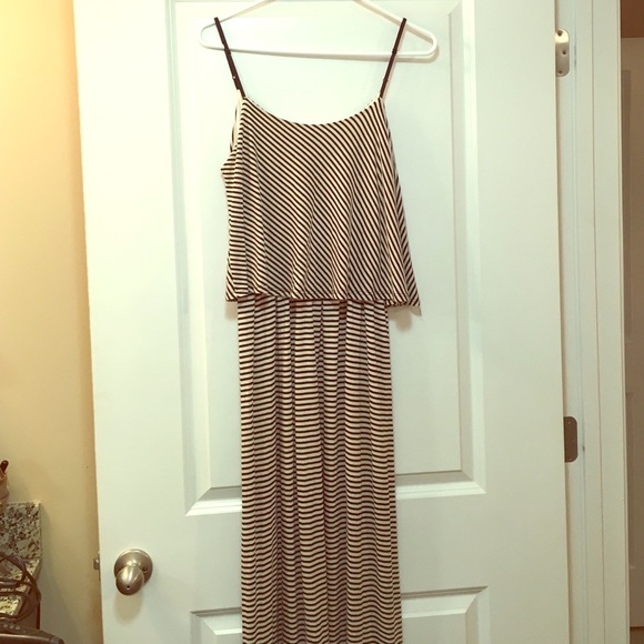 Black and cream striped maxi dress