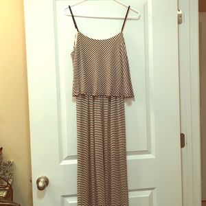 Black and cream striped maxi dress