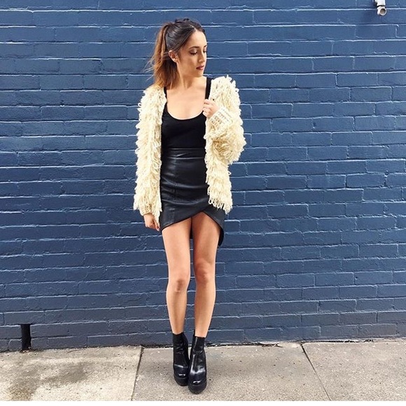 LF Asymmetrical Leather Skirt