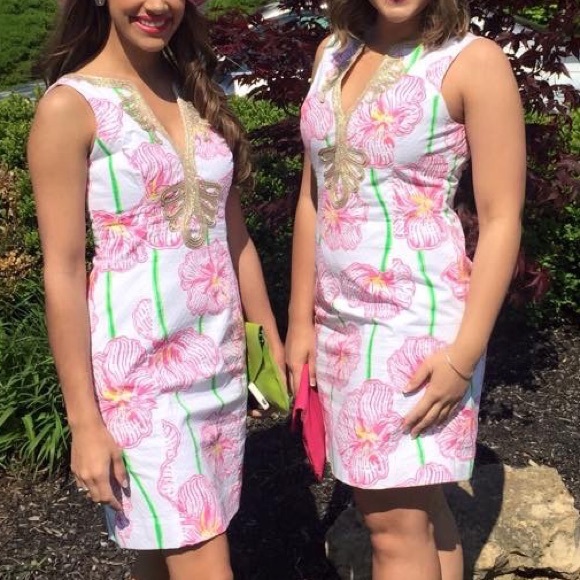 Lilly Pulitzer Janice shift dress with gold trim