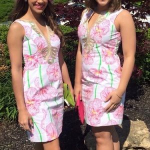 Lilly Pulitzer Janice shift dress with gold trim