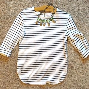 Navy Striped heavy cotton 3/4 sleeve top