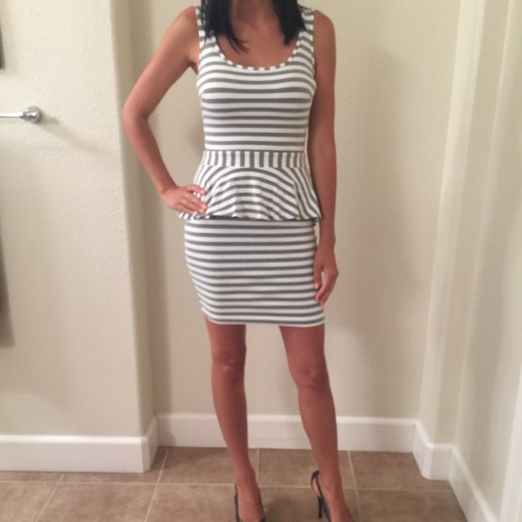 Reduced!! Stripped Peplum Bebe dress